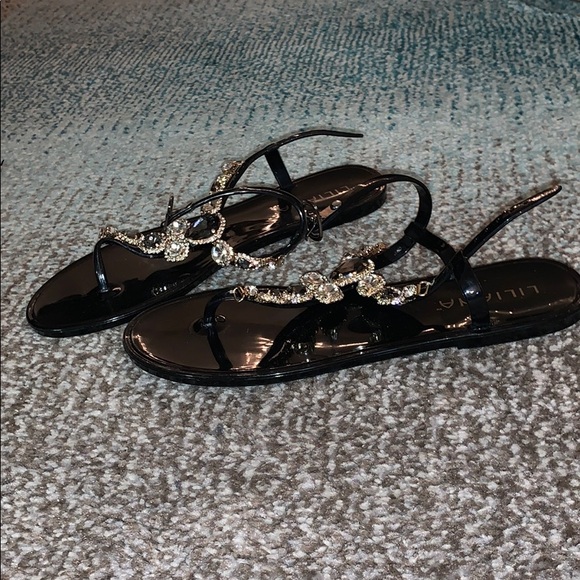 Black jeweled sandals - Picture 4 of 6